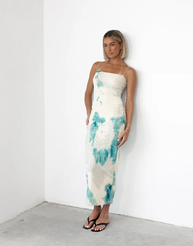 Tammy Maxi Dress (Blue Marble) Cozy Ribbed Maxi Dress