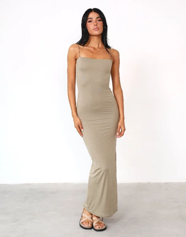 Tammy Maxi Dress (Light Khaki) Stylish Boho Chic Maxi Dress