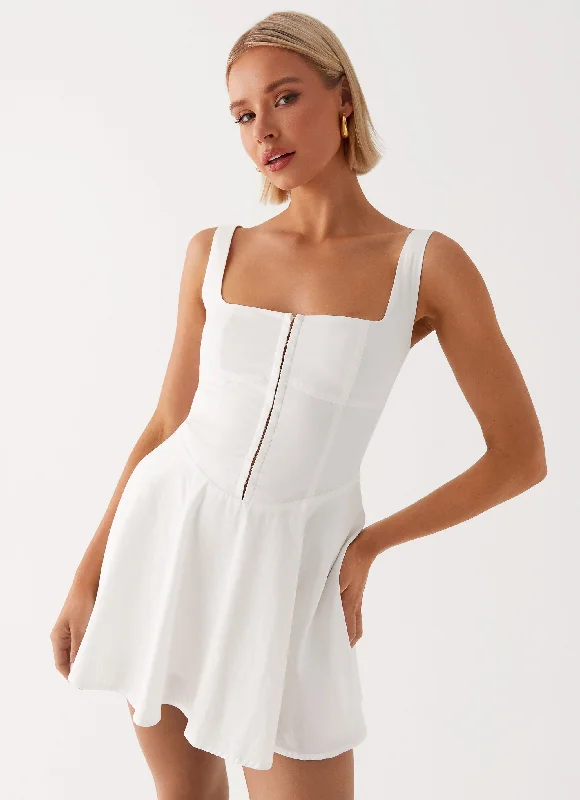 The Isle Mini Dress - White Casual Button-Up Mini Dress