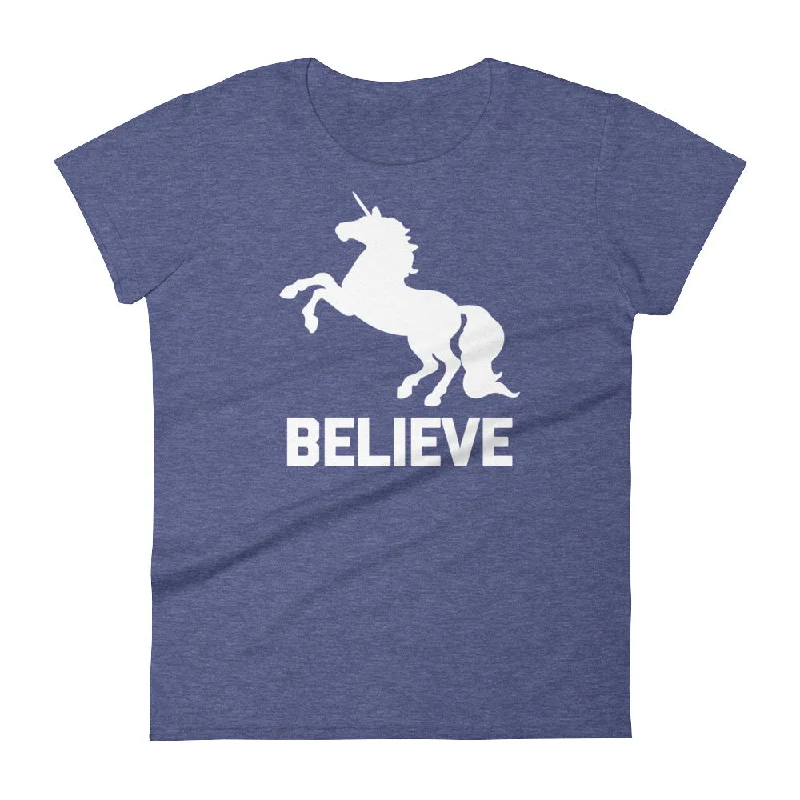 Believe (Unicorn) T-Shirt (Womens) Mesh Canvas Denim