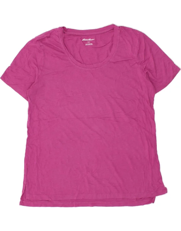 EDDIE BAUER Womens T-Shirt Top UK 16 Large Pink Cotton Layered Multi-layer Single Layer