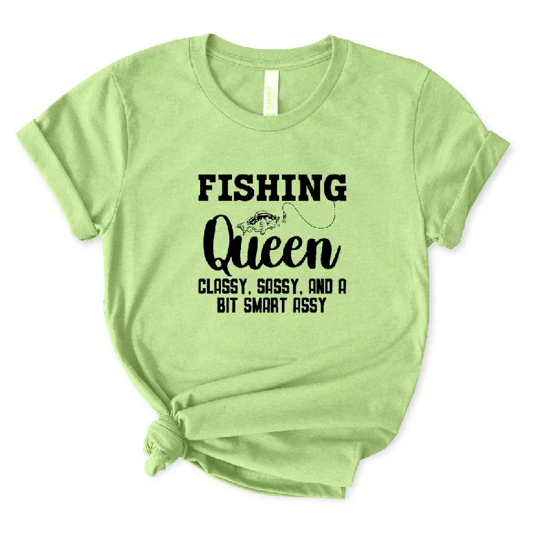 Fishing Queen T-Shirt for Women Graphic T-Shirt Round Neck Polyester