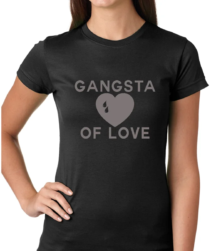 Gangsta Of Love Heart Teardrop Girls T-shirt Silk Blend Satin Velvet