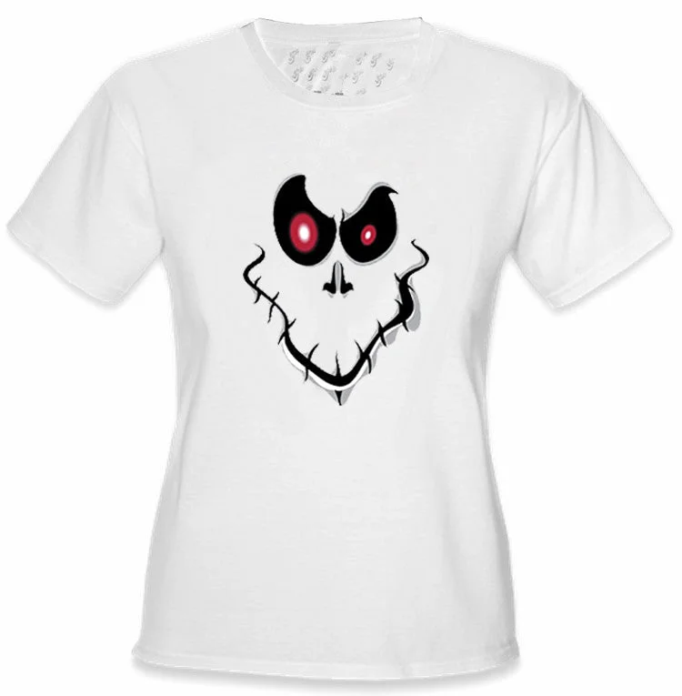 Ghost Face Girls T-Shirt Collared Crew Neck Turtle Neck