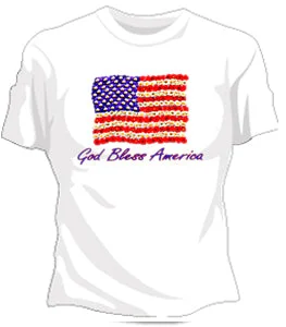 God Bless America Girls T-Shirt Fleece Fabric Down Fabric Feather Fabric