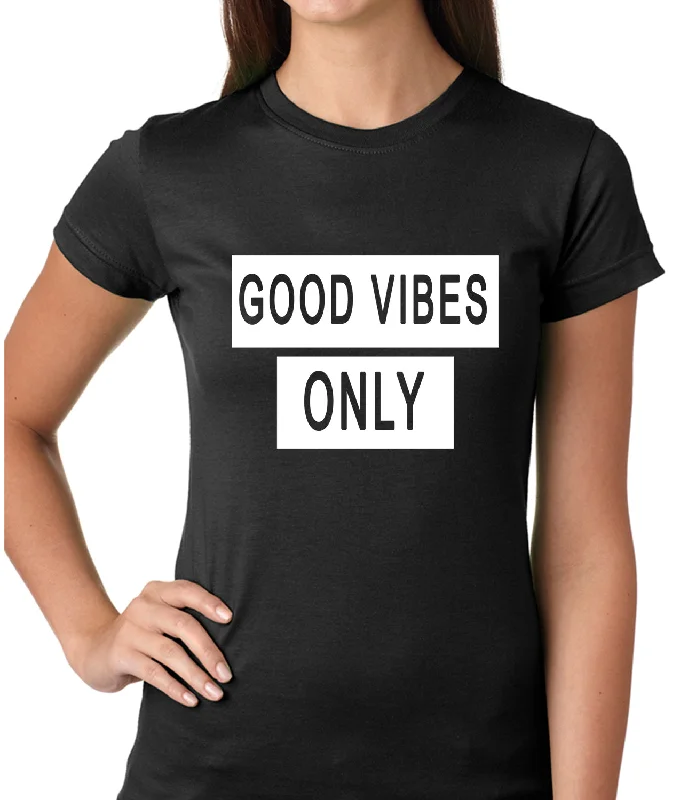 Good Vibes Only Girls T-shirt Collared T-Shirt Boat Neck A-Line