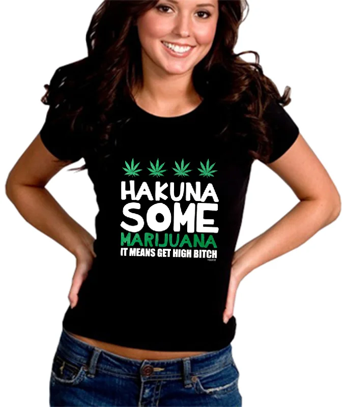 Hakuna Some Marijuana Girl's T-Shirt Terry Blend Velvet Blend Canvas Blend