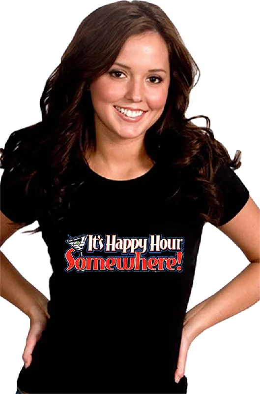 Happy Hour Girls T-Shirt Welt Pockets Slit Pockets Flap Pockets