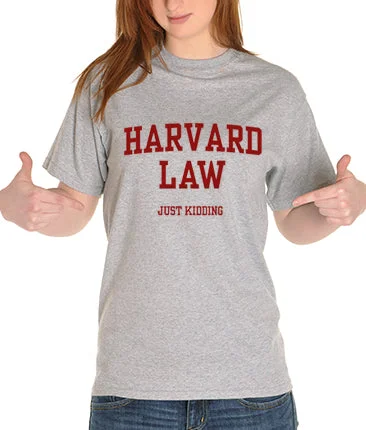 Harvard Law Just Kidding Girl's T-Shirt Ribbed Striped Patterned