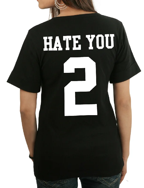 Hate You 2 Ladies T-shirt Satin Blend Silk Blend Wool Blend