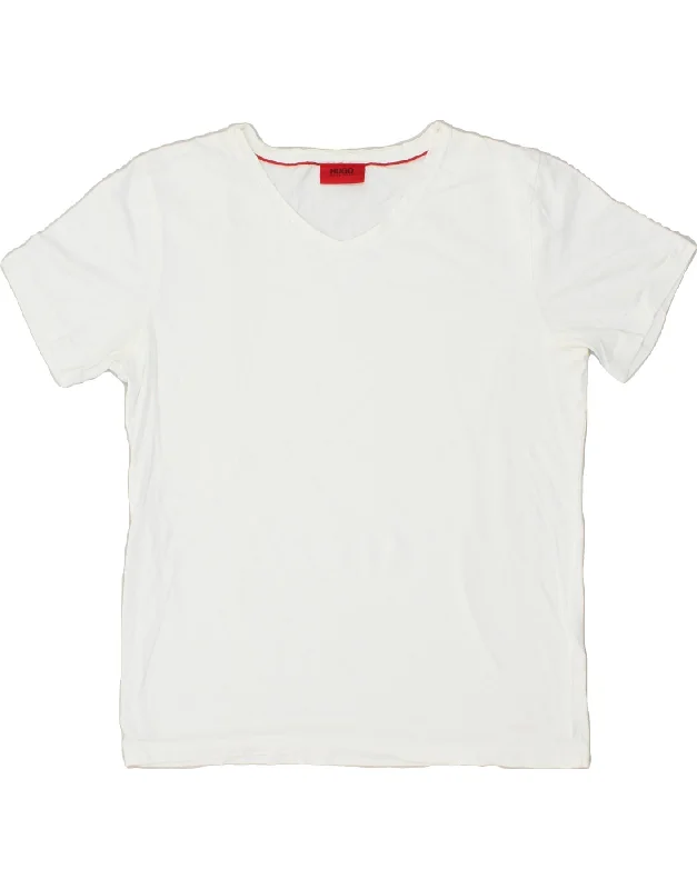 HUGO BOSS Womens T-Shirt Top UK 14 Medium White Welt Pockets Slit Pockets Flap Pockets