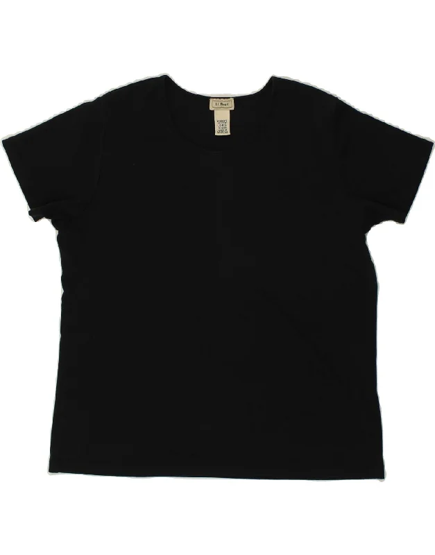 L.L.BEAN Womens T-Shirt Top UK 16 Large Black Cotton Mesh Fabric Canvas Fabric Denim Fabric