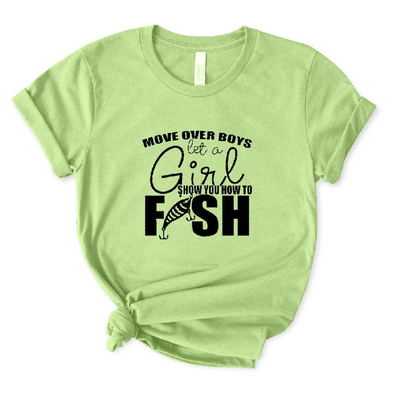 Let Girl Show You How to Fish T-Shirt for Women Ribbed T-Shirt High Neck Heavyweight