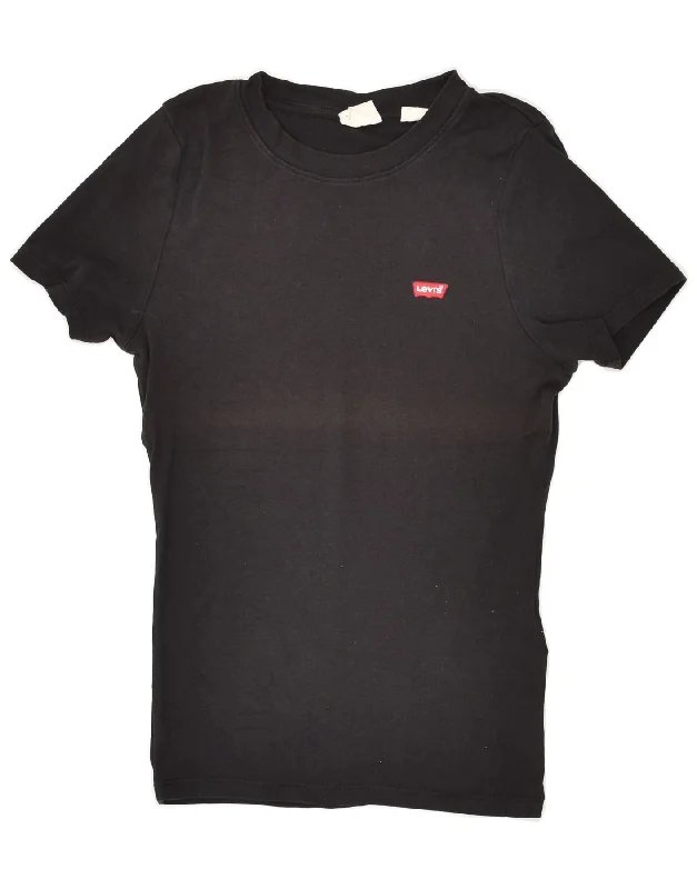 LEVI'S Womens T-Shirt Top UK 6 XS Black Cotton Anti-Pilling Machine Wash Handmade