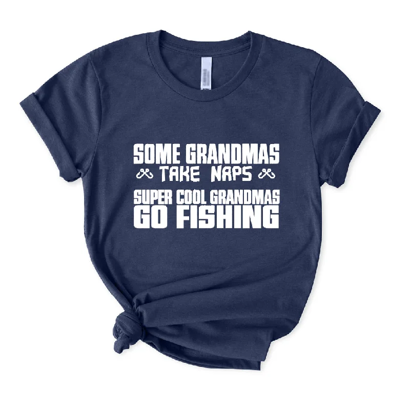 Some Grandmas Take Naps Super Cool Grandmas Go Fishing T-Shirt for Women Beaded Sequined Faux Fur