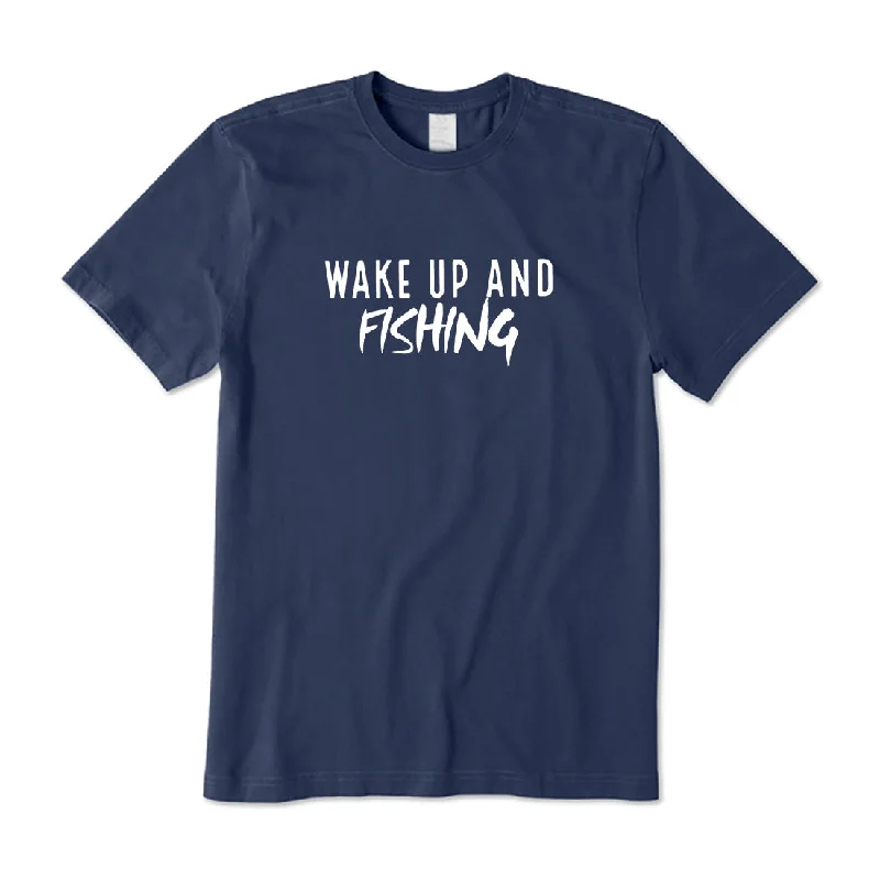 Wake Up And Fishing T-Shirt Asymmetrical Pockets Print