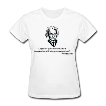 "Albert Einstein: Logic Quote" - Women's T-Shirt Notch Collar Peter Pan Collar Cowl Neck