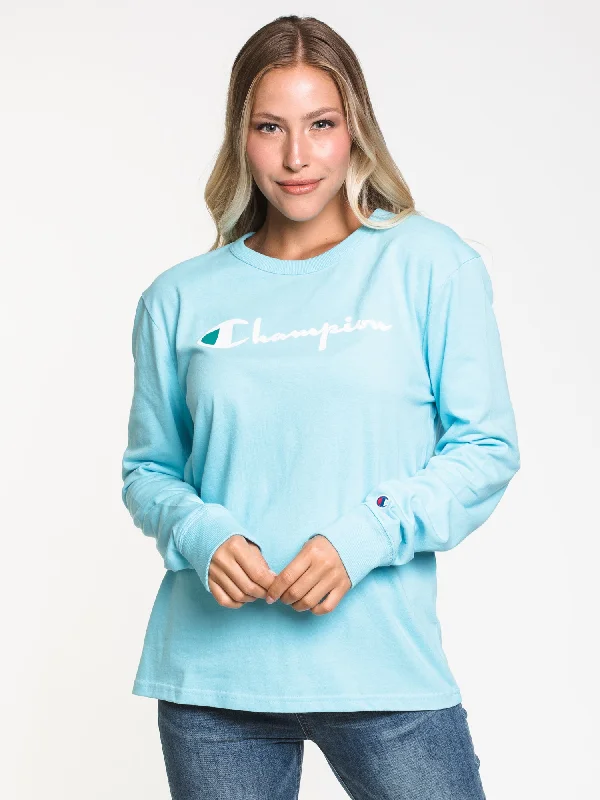 CHAMPION THE BOYFRIEND LONG SLEEVE TEE  - CLEARANCE Zippered Buttoned Snapped