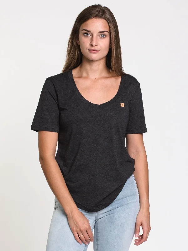 TENTREE V-NECK CORK PATCH T-SHIRT  - CLEARANCE Spandex Blend Rayon Blend Denim Blend