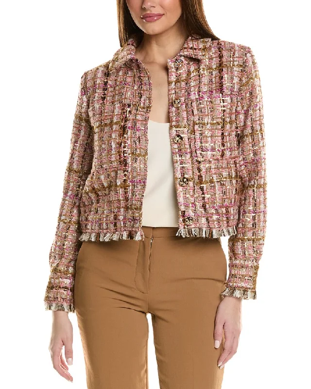 Adrienne Landau Tweed Crop Jacket Insulated Jacket Fitted Jacket Loose Jacket