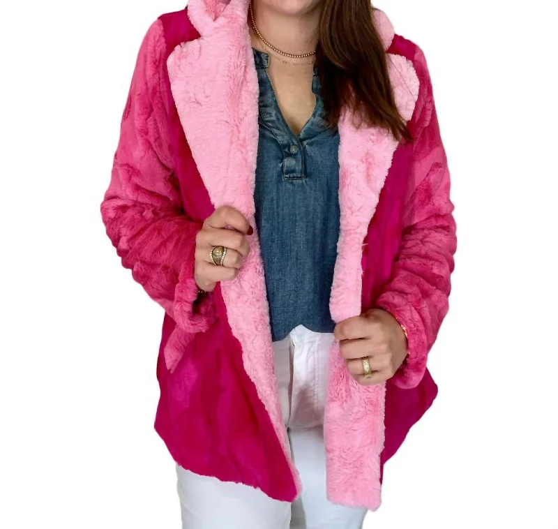 Betty Fur Jacket In Pink Tailored Jacket Straight Jacket A-Line Jacket