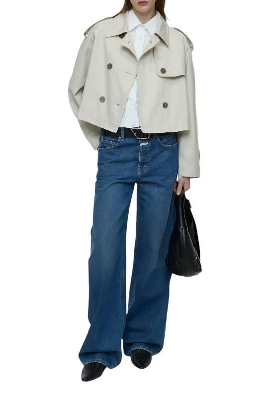 Cropped Trench Jacket In Limestone Jersey Jacket Tulle Jacket Batik Jacket