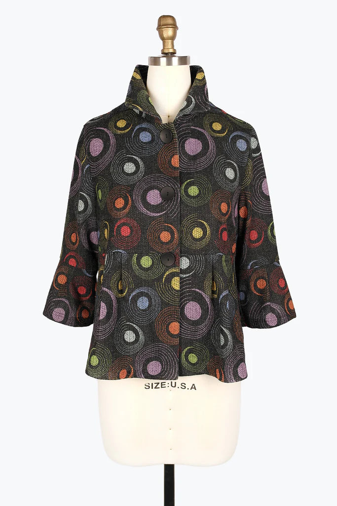 Damee Rainbow Dot Peplum Jacket 4947-MLT F24 Elasticated Jacket Padded Jacket Insulated Jacket