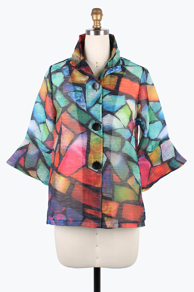 Damee Rainbow Glass Double Organza Jacket 2400-MLT Herringbone Jacket Houndstooth Jacket Plaid Jacket