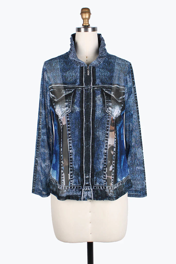 Damee twin set jacket style 31413-BLU Print Jacket Jacquard Jacket Patchwork Jacket