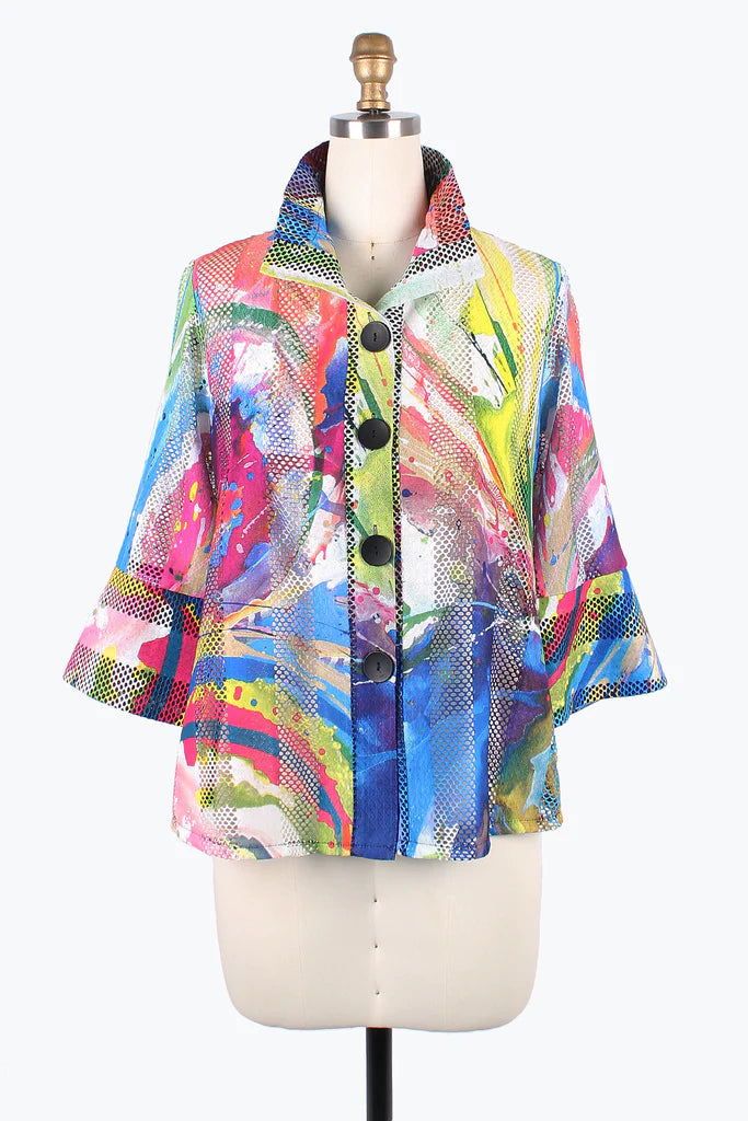 Damee Watercolor Lace Net Jacket 2401-MLT Jersey Jacket Tulle Jacket Batik Jacket