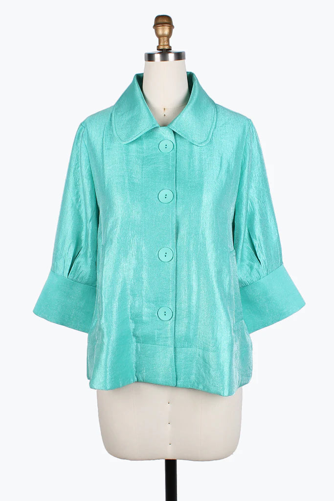 Damee Wide Ball collar jacket 4741-Mint Cardigan Sweater Pullover