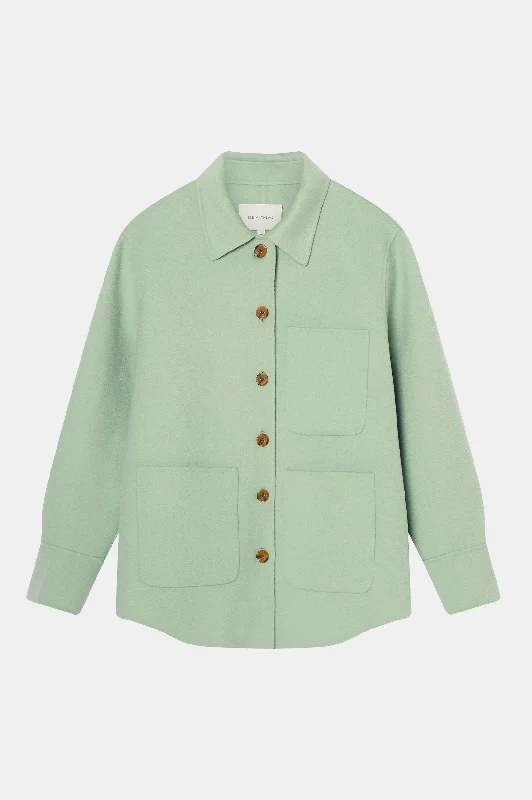 Florentine Cashmere Shirt Jacket in Seafoam Fleece Jacket Down Jacket Parka