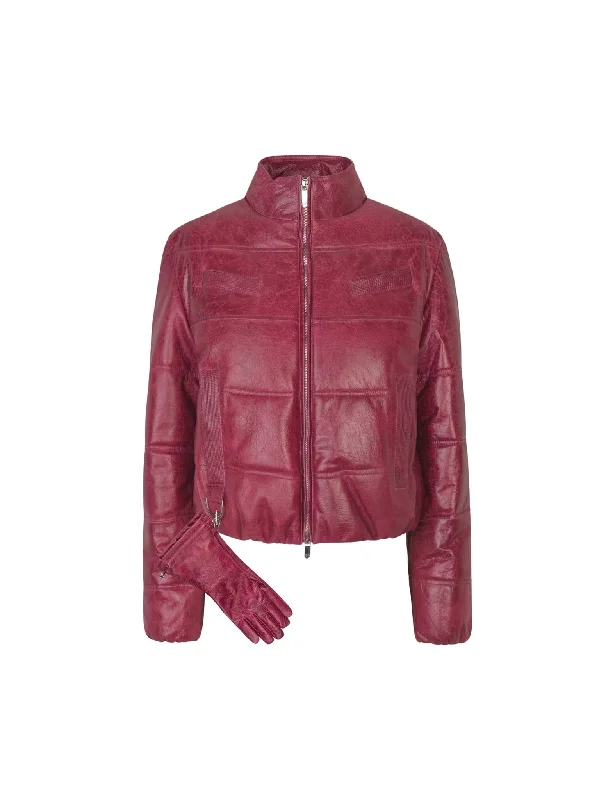 Franklin Jacket — Dark Pink Tiered Jacket Buttoned Jacket Zippered Jacket