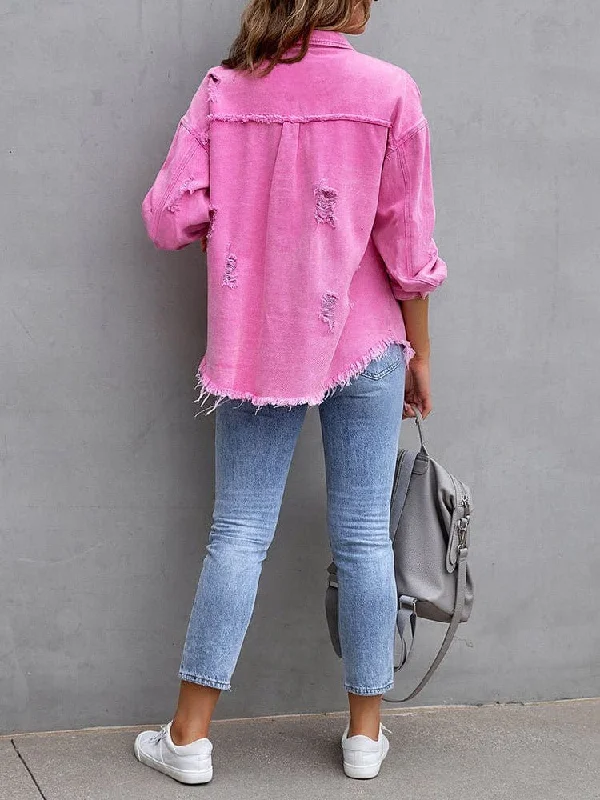 Loose Fit Denim Shirt Jacket Satin Jacket Silk Jacket Chiffon Jacket