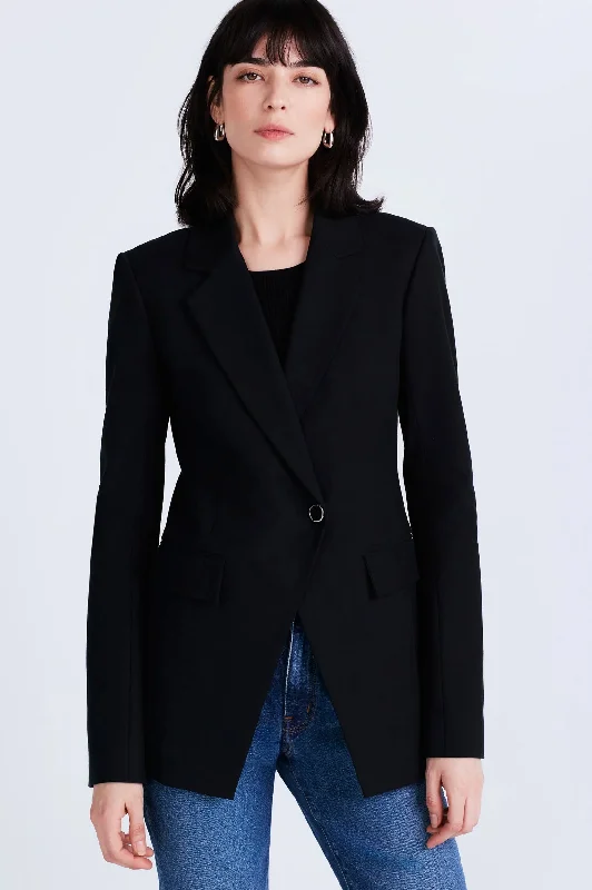 Noah Single Breasted Jacket in Black Oversized Jacket Tailored Jacket Straight Jacket