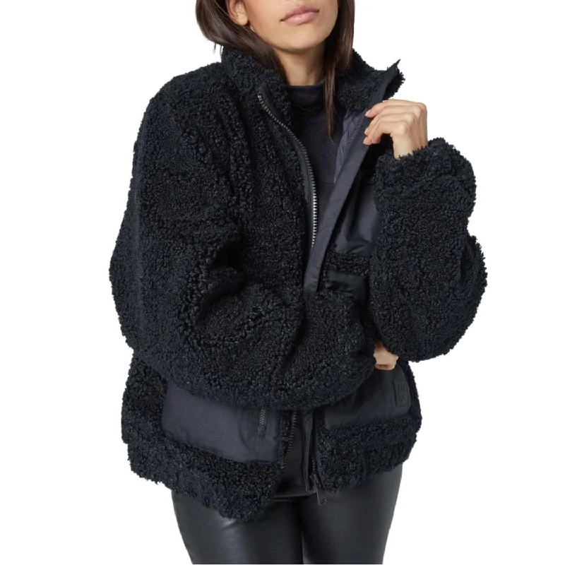 Noelle Shearling Jacket In Black Mesh Jacket Canvas Jacket Denim Jacket