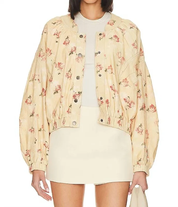 Rory Bomber Jacket In Warm Combo Zippered Jacket Buttoned Jacket Snapped Jacket