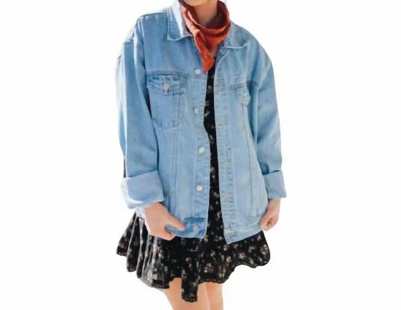 What A Friend We Have In Jesus Jacket In Light Blue Denim Zip Front Button Front Snap Front