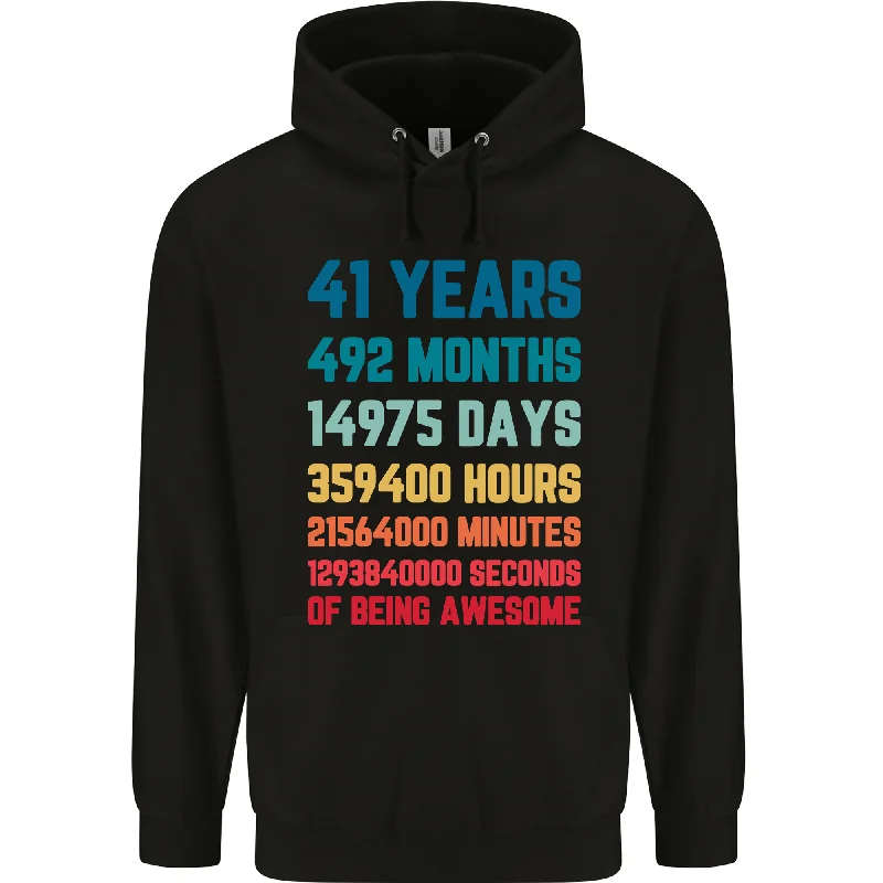 41st Birthday 41 Year Old Mens 80% Cotton Hoodie Hoodie with Hem Lace Feminine Delicate