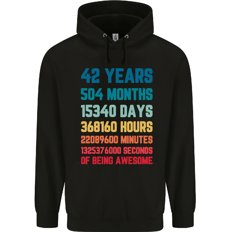 42nd Birthday 42 Year Old Mens 80% Cotton Hoodie Hoodie with Velcro Closure Adjustable Secure