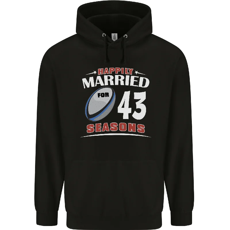 43 Year Wedding Anniversary 43rd Rugby Mens 80% Cotton Hoodie Hoodie with Side Slits Relaxed Casual