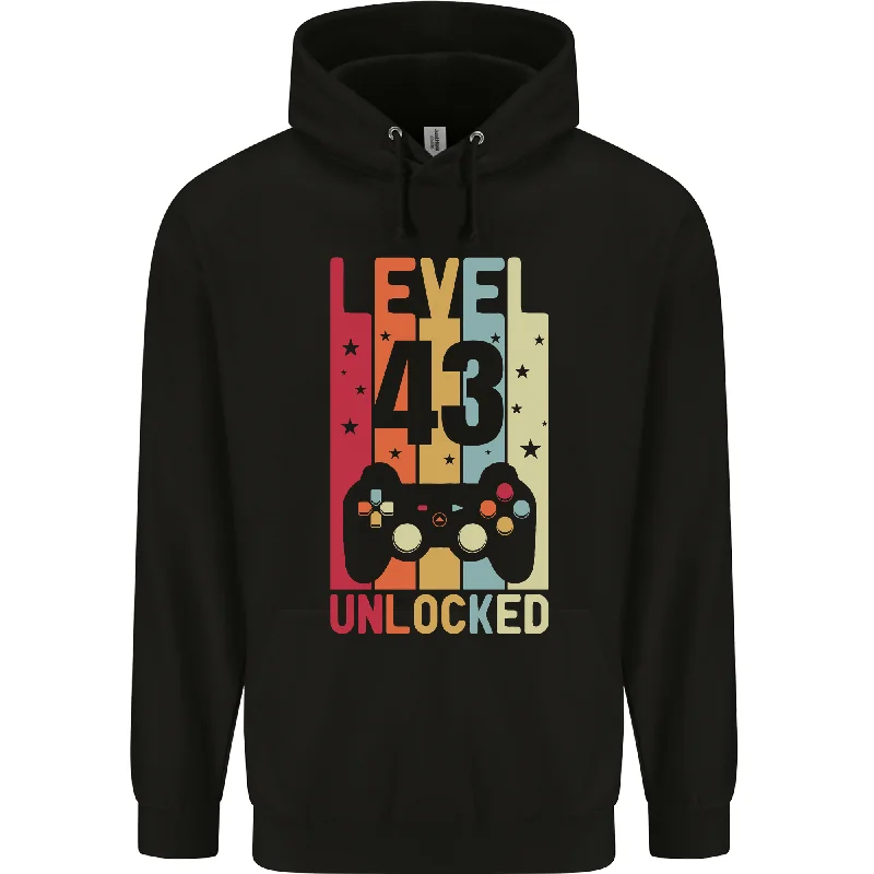 43rd Birthday 43 Year Old Level Up Gaming Mens 80% Cotton Hoodie Hoodie with Patch Decorative Personalized