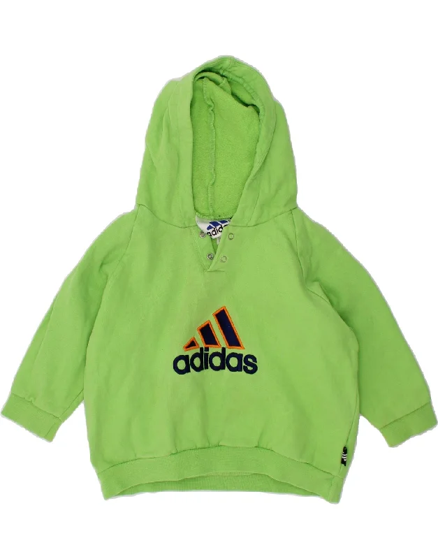 ADIDAS Baby Boys Graphic Hoodie Jumper 18-24 Months Green Cotton Hoodie with Neon Bright Vibrant