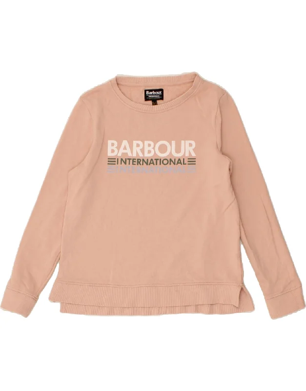 BARBOUR Womens Sweatshirt Jumper UK 12 Medium Beige Cotton Hoodie Jacket Zipper Layering