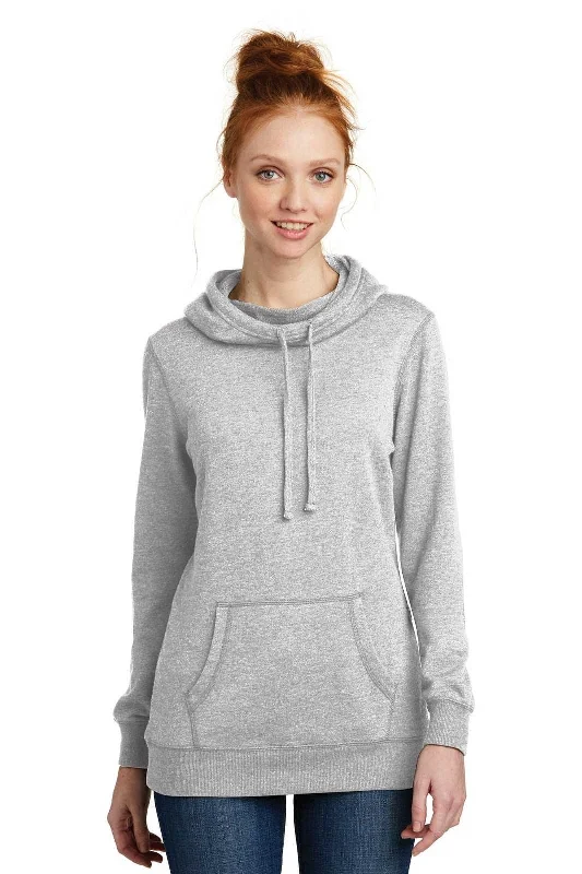 District DM493 Women's Lightweight Fleece Hoodie - Heathered Gray Hoodie with Pastel Soft Subtle