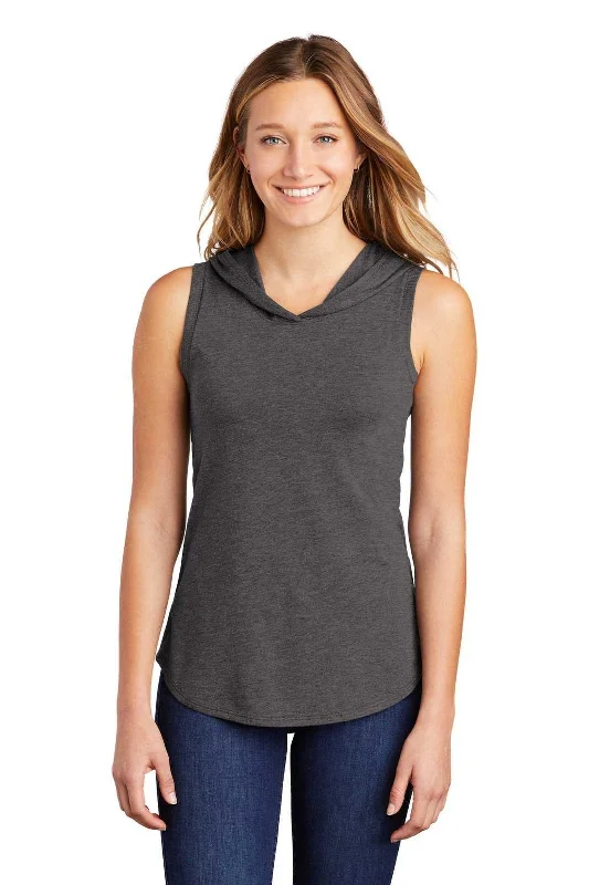 District DT1375 Women's Perfect Tri Sleeveless Hoodie - Heathered Charcoal Cotton Hoodie Fleece Lining Warmth