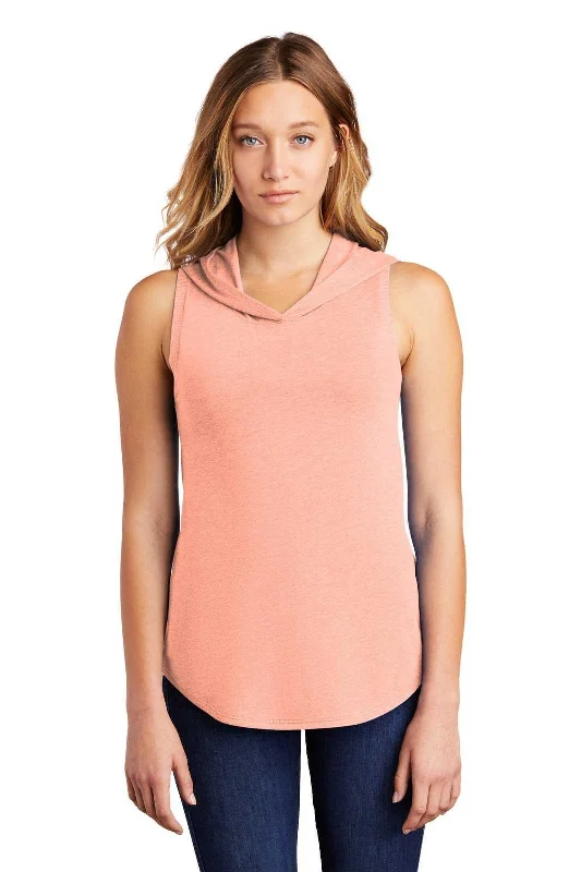 District DT1375 Women's Perfect Tri Sleeveless Hoodie - Heathered Dusty Peach Hoodie Dress Longline Feminine