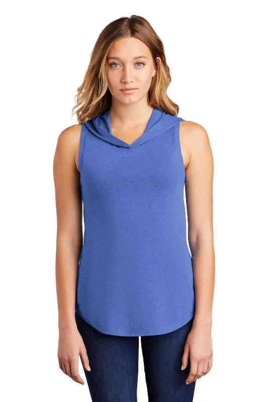 District DT1375 Women's Perfect Tri Sleeveless Hoodie - Royal Frost Hoodie with Button Classic Timeless