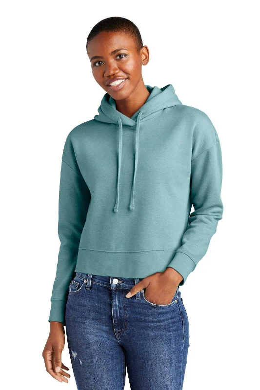 District DT6101 Women's Vit Fleece Hoodie - Eucalyptus Blue Hoodie with Hem Fringe Bohemian Relaxed