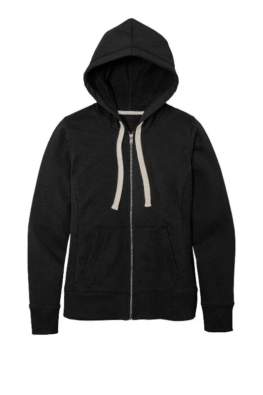 District DT8103 Women's Re-Fleece Full-Zip Hoodie - Black Hoodie with High-Low Hem Asymmetrical Trendy